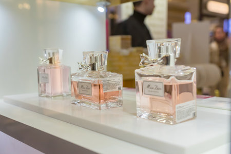 Moscow, Russia - December 18, 2019: Miss Dior perfume on the shop display for sale, fragrance created by Diorのeditorial素材
