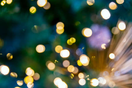 abstract bokeh background. Blurred garland led lightsの写真素材