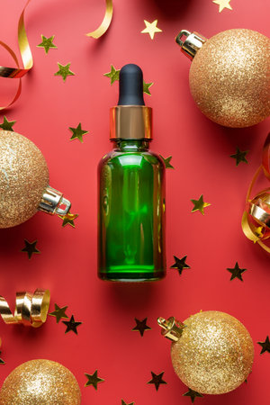 luxury cosmetic product, anti-age, moisturize and collagen face oil as a gift - beauty, cosmetics and skincare new year styled conceptの写真素材