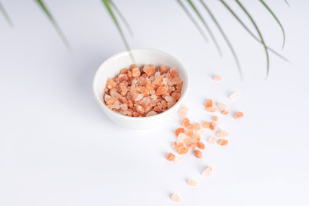 Pink salt from the Himalayas. Healthy food or skin care concept.の写真素材