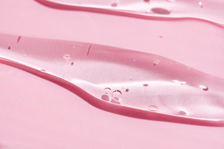 pink transparent gel macro close up texture with space for text. Skin care product sampleの写真素材