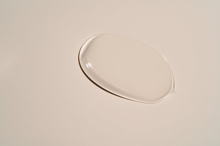 Clear gel streak on neutral beige, capturing its smooth glide and instant refreshment for serum demo visuals.の写真素材