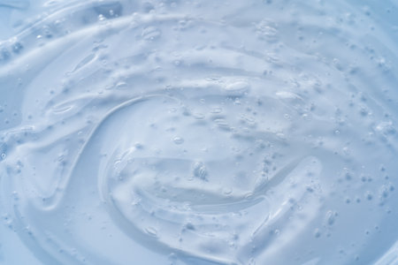 Jelly-Like Cosmetic Gel Swipe. Clean Aesthetic for Moisturizer Mockups, Skincare Flat Lays and Product Visualsの写真素材