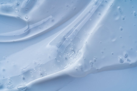 Cooling Blue Gel Backdrop. Fresh Base for Cosmetic Displays, Serum Campaigns and Skincare Social Media Contentの写真素材