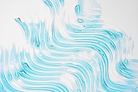 Cooling Blue Gel Backdrop. Fresh Base for Cosmetic Displays, Serum Campaigns and Skincare Social Media Contentの写真素材