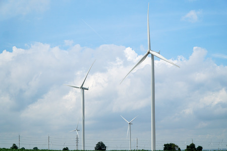 Wind turbines generating electricity - Eco powerの写真素材