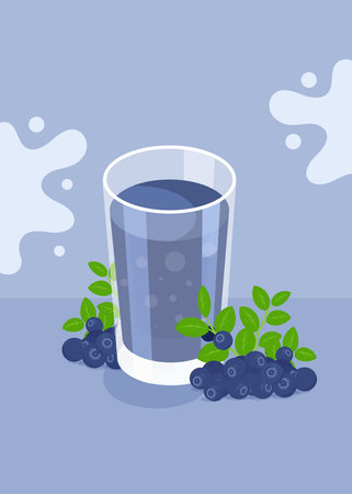 Blueberry smoothie stock illustration. vector illustration.のイラスト素材