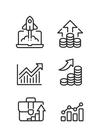 Growth line vector icon set stock illustration.. Vector illustration.のイラスト素材
