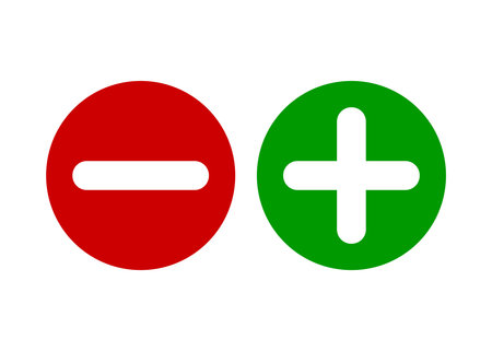 Minus and plus signs icons. Flat Round Buttons. Vector illustrator stock illustrationのイラスト素材