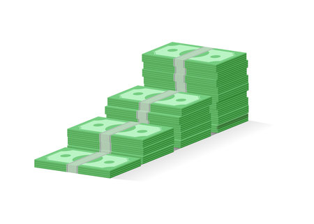 Isometric banknote stairs, growth money rate rising up, concept of business, economic, capital earnings success. Vector stock illustrationのイラスト素材