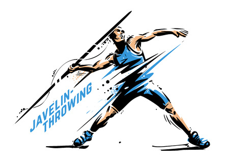 Javelin-throwing. Dynamic pause. Sport vector illustration for printのイラスト素材