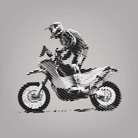 Moto sport. Sport emblem in the style of ink drawingのイラスト素材