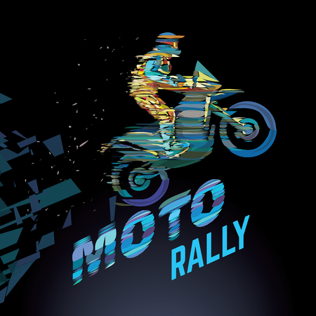 Sport emblem on the topic Moto rally. Glitch styleのイラスト素材