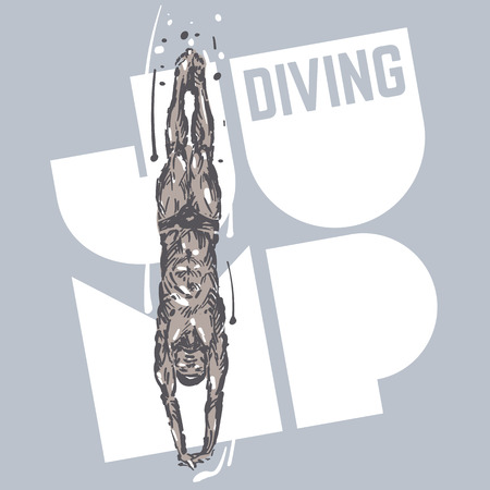 Diving. Man. Sketch style vector illustrationのイラスト素材