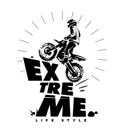 Moto extreme trip. Overcoming obstacles. Monochrome vector illustration with letteringの写真素材