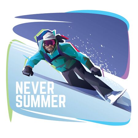 The snowboarder slides down a mountainのイラスト素材