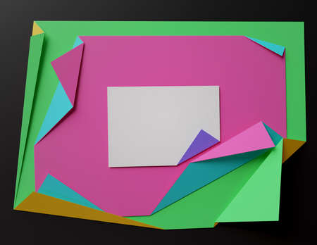Folded colored paper on the dark backgroundの写真素材