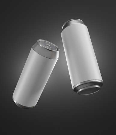 Two aluminum cans in the airの写真素材