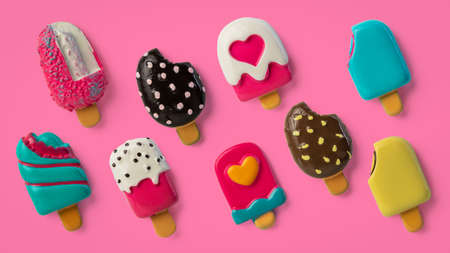 Set colorful tasty ice creamの写真素材