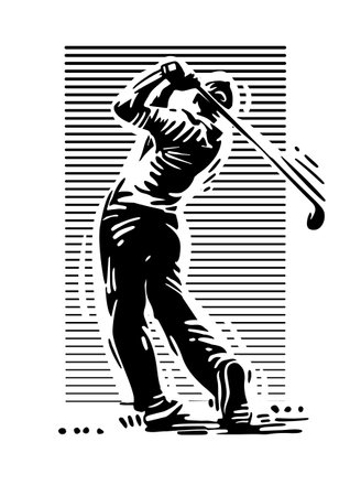 Golf player, abstract vector silhouetteのイラスト素材