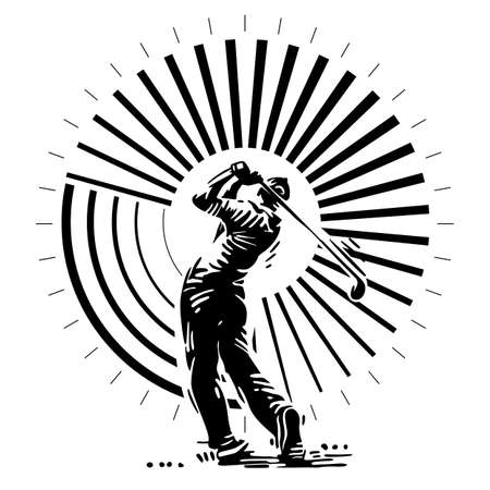 Black and white round golf composition.のイラスト素材