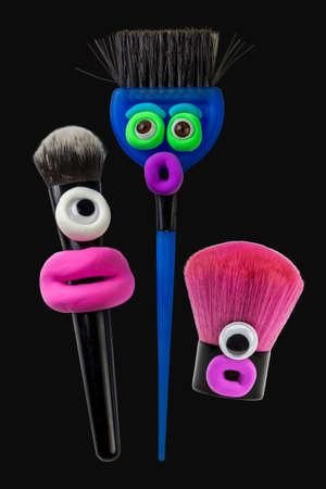 Set Of Animated brushes with eyes and lips.の写真素材