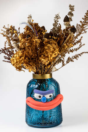 Element of decor. Vase with dried flowersの写真素材
