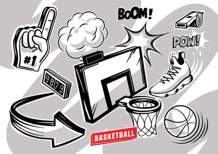 Vector illustration of a basketball in the style of pop artのイラスト素材