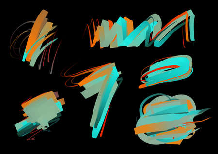 Paint stroke colorful on the black backgroundの写真素材