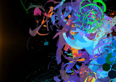 Abstract background with colorful splashes, lines and shapeの写真素材
