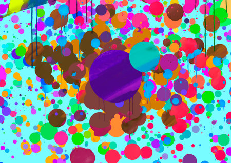 Vivid digital art. Colorful different sizes circlesの写真素材