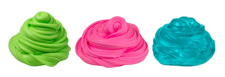 Set of three slime gum for hands of different colors on white backgroundの写真素材