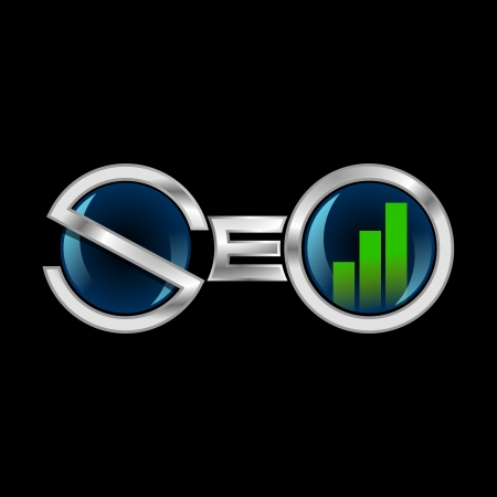 SEO letters make search concept like glasses or binocularsの写真素材