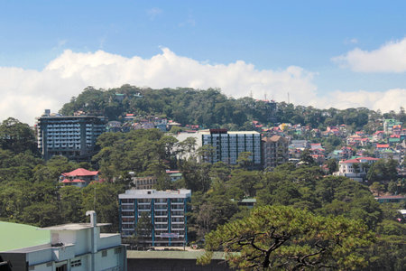Hotels and residential area in a highland place in the Philippines. Photo taken in Baguio, Philippines, Southeast Asia. Photo taken on February 10, 2013.のeditorial素材