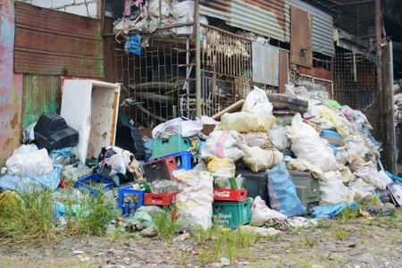 Pile of garbage to sort, recycle and reuse. One of the ways to reduce waste. Photo taken in Benguet,...
