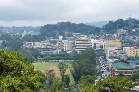 A city with greenery view on a highland area in the Philippines, Southeast Asia. Photo taken in Baguio City, Philippines on April 21, 2014.のeditorial素材