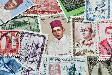 Postage stamps printed by Morocco, that show different motives and people from Morocco.のeditorial素材