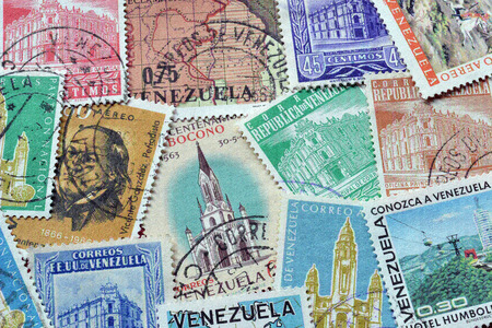 Postage stamps printed by Venezuela, that show different motives from Venezuela.のeditorial素材