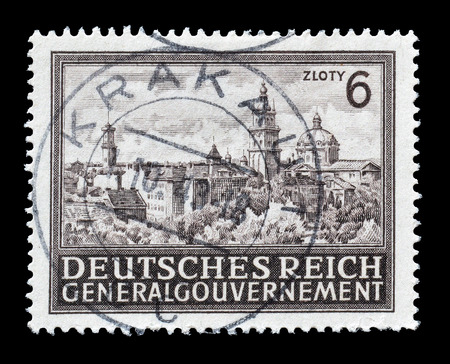 Germany, circa 1943 : Postage stamp printed by Germany, that shows Lemberg.のeditorial素材