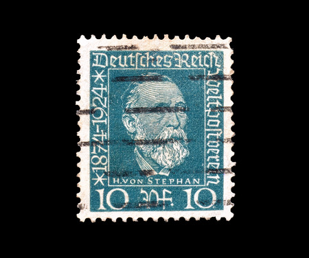 GERMANY - CIRCA 1924 : Postage stamp printed in Germany, that shows portrait of Henrich von Stephan.