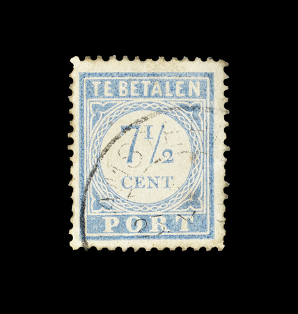 Postage stamp printed by Netherlands, that shows numeral value, circa 1912.のeditorial素材