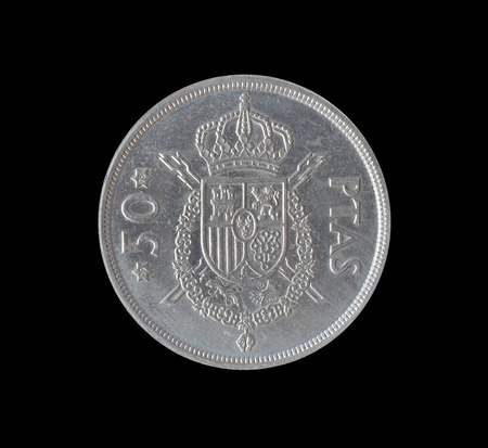 Vintage fifty Pesetas coin made by Spain 1975の写真素材
