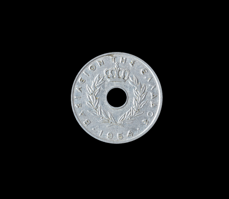 Obverse of 10 Lepta coin made by Greece in 1954の写真素材