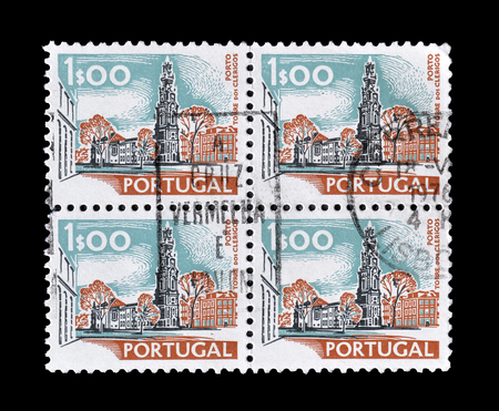 Cancelled postage stamps printed by Portugal,that shows Torre dos Clerigos, Porto, circa 1768のeditorial素材
