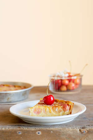 Cherry clafoutis - traditional French sweet fruit dessert.の写真素材