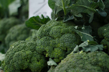 Broccoli on sale at marketの写真素材