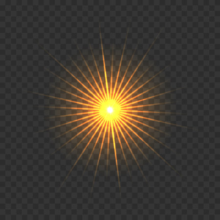 Sunburst with rays of light. Light effect. Vector illustration.のイラスト素材