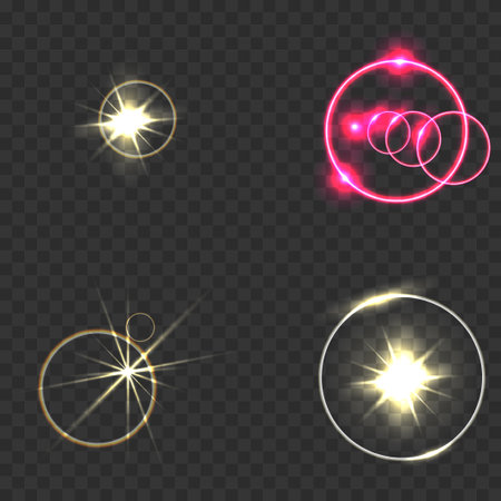 Set of realistic light glareのイラスト素材