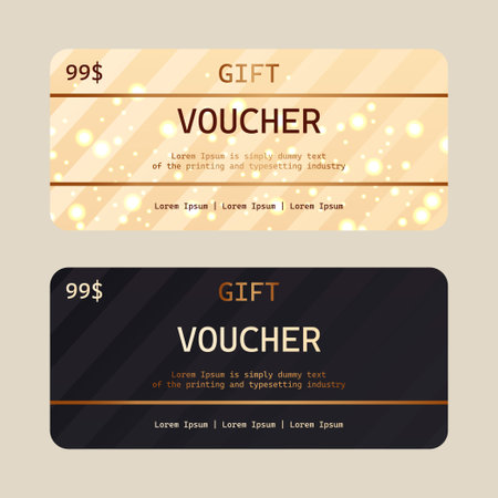 Vector set of luxury gift certificates. Elegant template for holiday gift card, coupon and certificate.のイラスト素材