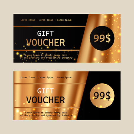 Vector set of luxury gift certificates. Elegant template for holiday gift card, coupon and certificate.のイラスト素材